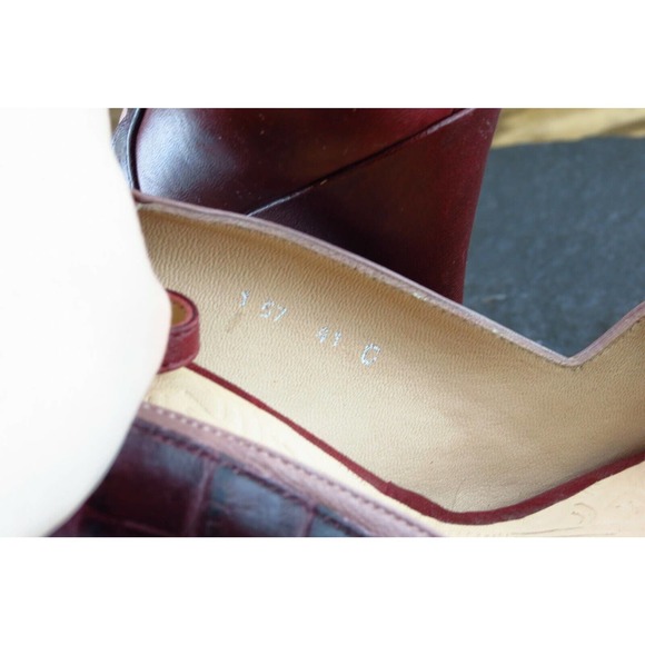 Rebeca Sanver Size 41 C Burgundy Open Toe Platform Leather Women 157 - Picture 6 of 8